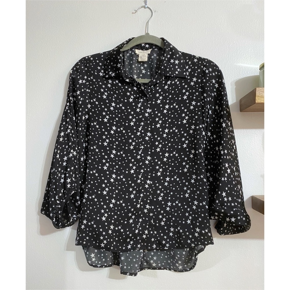 Star Patterned Peasant Blouse Size S